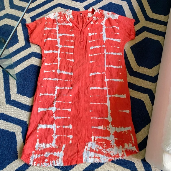 🦀 YFB BOHO CORAL TIE DYE WOVEN BEACH COVERUP! - Picture 6 of 13